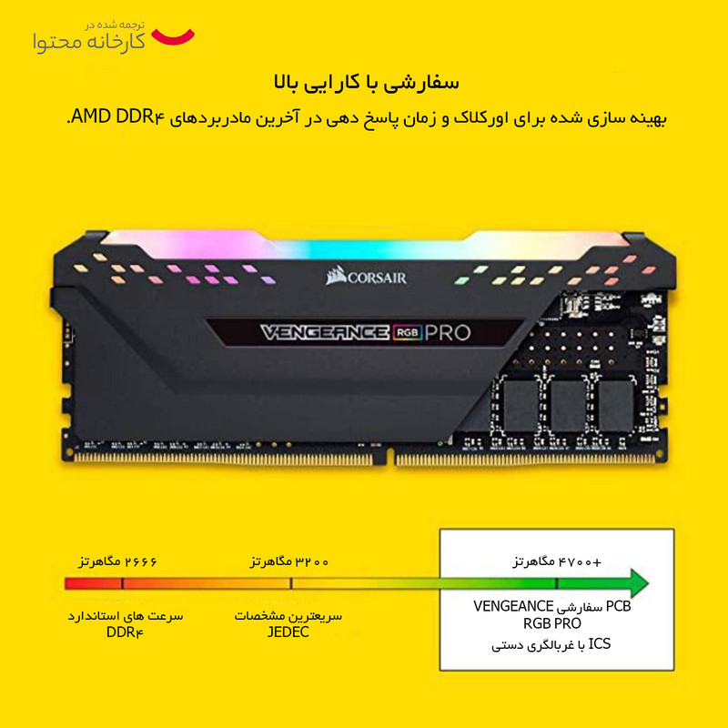 رم دسکتاپ DDR4 دو کاناله 3200 مگاهرتز CL16 کورسیر مدل VENGEANCE RGB PRO ظرفیت 64 گیگابایت