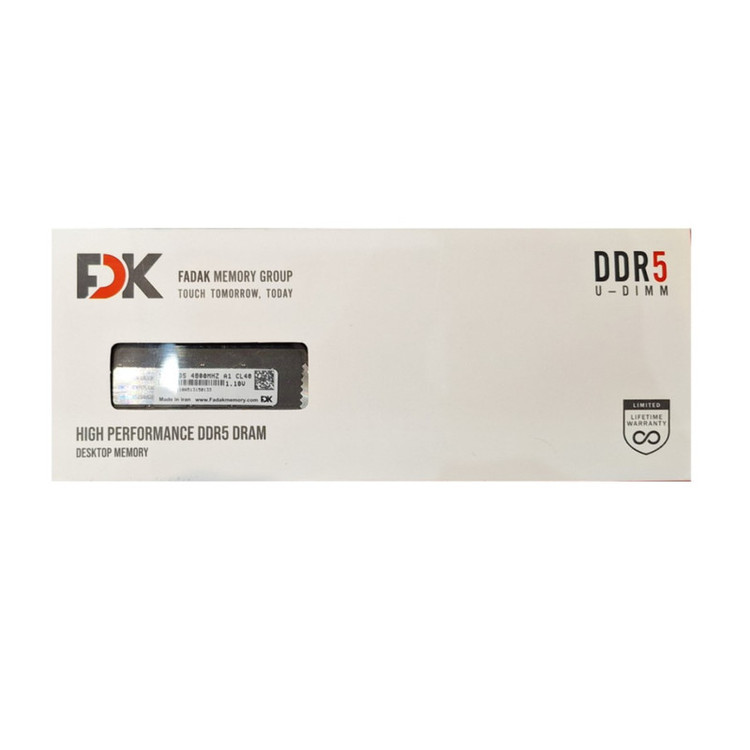 رم دسکتاپ DDR5 تک کاناله 4800 مگاهرتز CL40 فدک مدل U-DIMM ظرفیت 16 گیگابایت