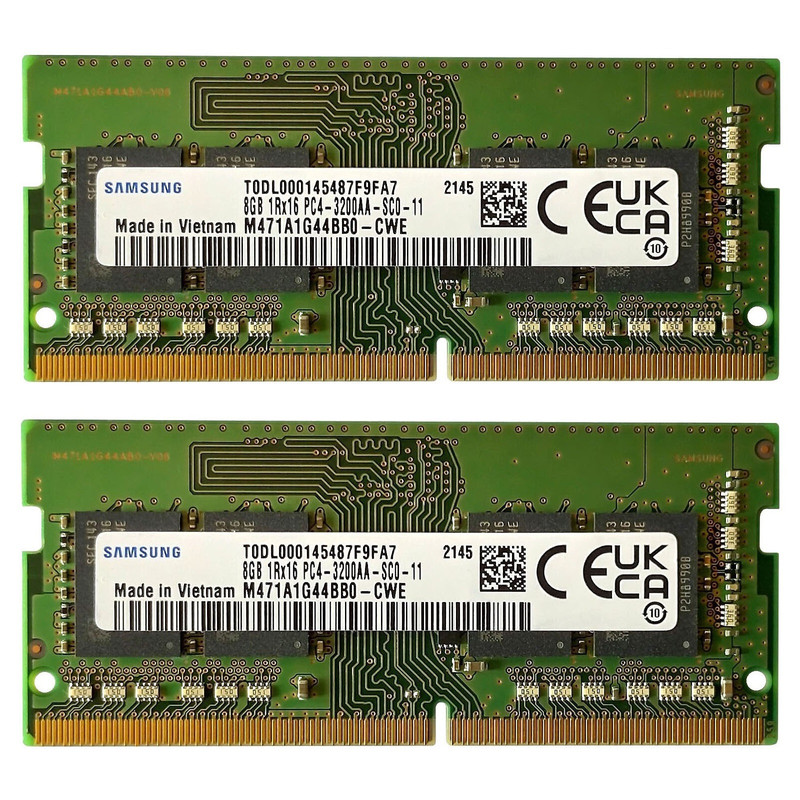 رم لپ تاپ DDR4 تک کاناله 3200 مگاهرتز CL22 سامسونگ مدل PC4-3200 ظرفیت 8 گیگابایت بسته دو عددی