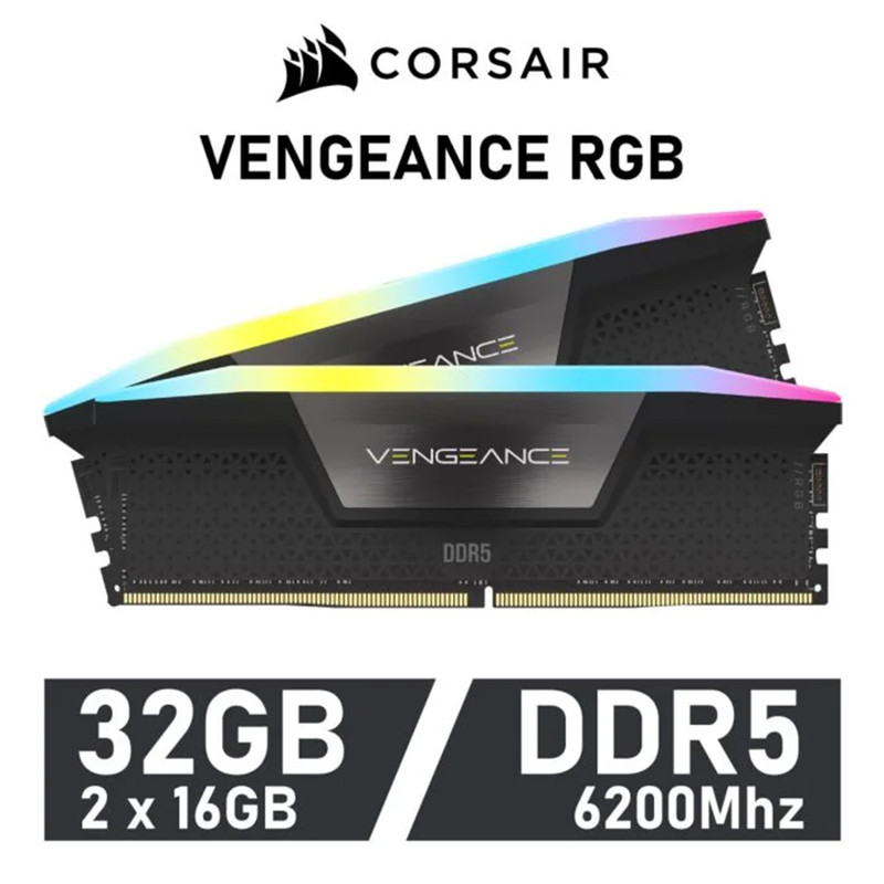 رم دسکتاپ DDR5 دو کاناله 6600 مگاهرتز CL38 کورسیر مدل VENGEANCE RGB ظرفیت 32 گیگابایت