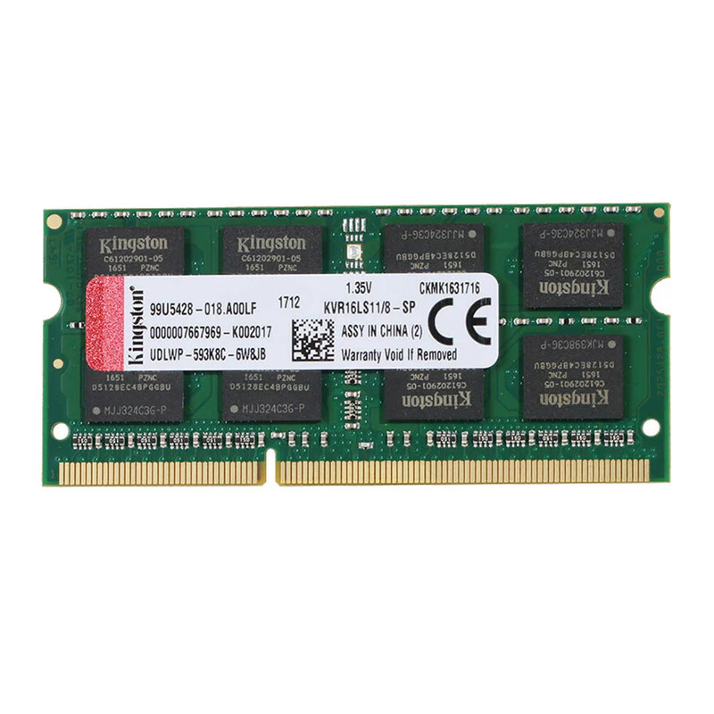 رم لپ تاپ DDR3L تک کاناله 12800 مگاهرتز CL11 کینگستون مدل PC3L ظرفیت 8 گیگابایت