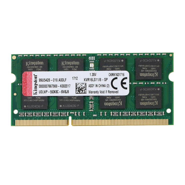 رم لپ تاپ DDR3L تک کاناله 12800 مگاهرتز CL11 کینگستون مدل PC3L ظرفیت 8 گیگابایت