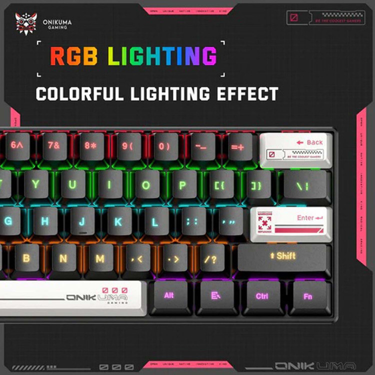 کیبورد گیمینگ اونیکوما مدل G55 RGB، مکانیکال سوییچ قهوهای، Tenkeyless، نورپردازی RGB
