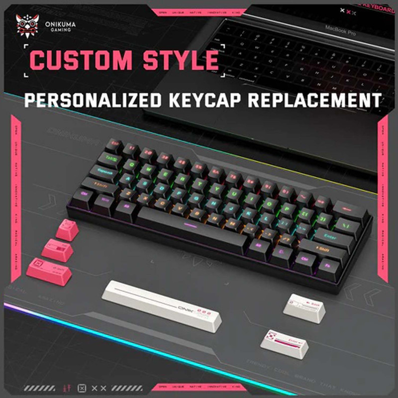 کیبورد گیمینگ اونیکوما مدل G55 RGB، مکانیکال سوییچ قهوهای، Tenkeyless، نورپردازی RGB