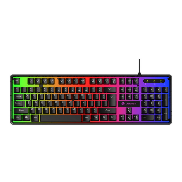 کیبورد گیمینگ لاجی کی مدل K230B، سوییچ ممبران، Full-Size، نورپردازی RGB