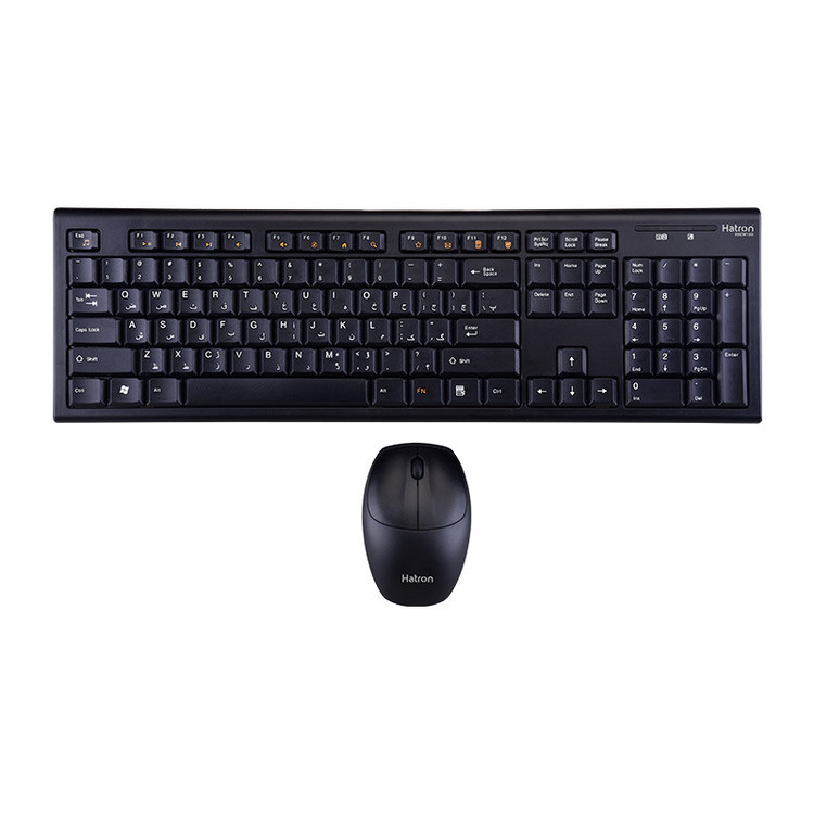 کیبورد و ماوس بی سیم هترون مدل HKCW130، سوییچ ممبران، Full-Size