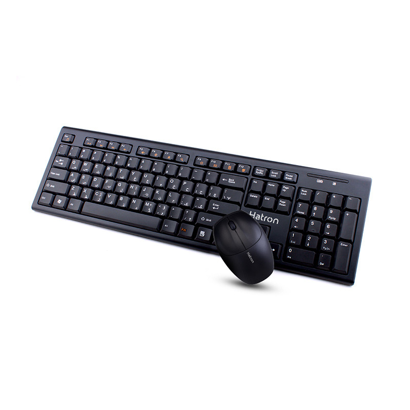 کیبورد و ماوس بی سیم هترون مدل HKCW130، سوییچ ممبران، Full-Size