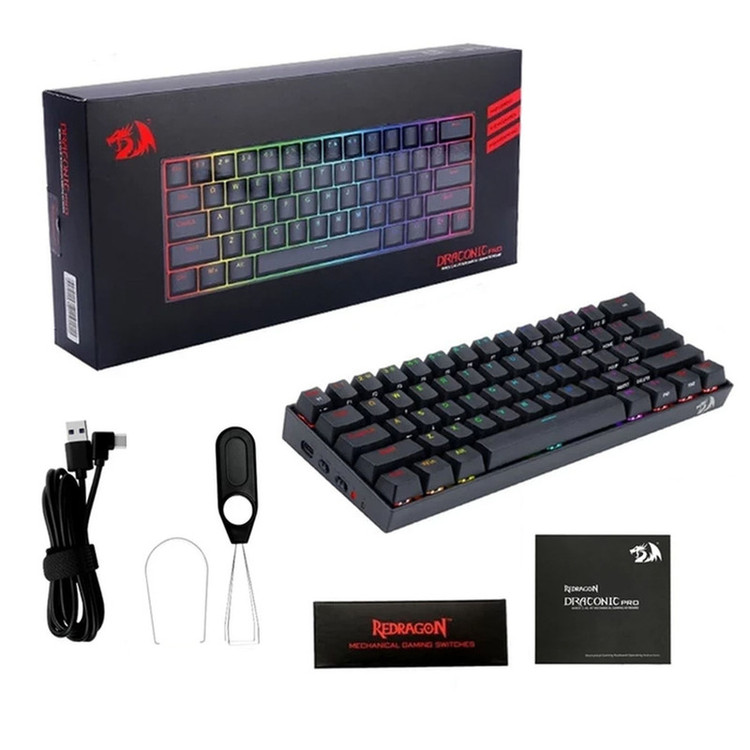 کیبورد گیمینگ ردراگون مدل DRACONIC K530 PRO، سوییچ مکانیکال قهوهای، Tenkeyless، نورپردازی RGB
