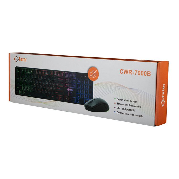 کیبورد و ماوس گیمینگ فاطر مدل CWR-7000B، سوییچ ممبران، Full-Size، نورپردازی RGB