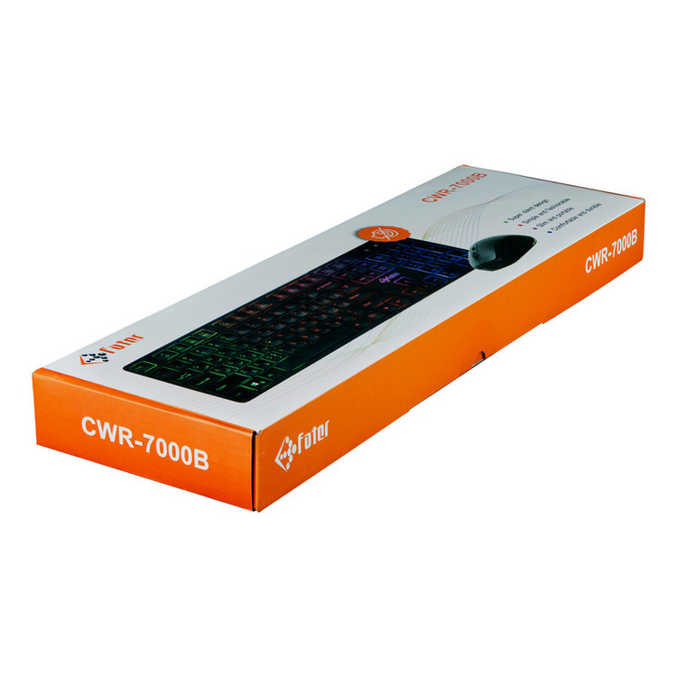 کیبورد و ماوس گیمینگ فاطر مدل CWR-7000B، سوییچ ممبران، Full-Size، نورپردازی RGB