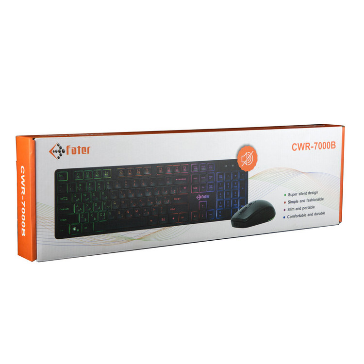 کیبورد و ماوس گیمینگ فاطر مدل CWR-7000B، سوییچ ممبران، Full-Size، نورپردازی RGB