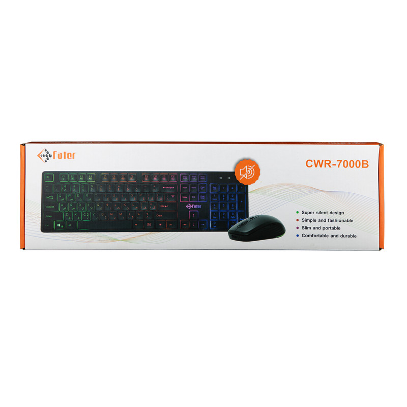 کیبورد و ماوس گیمینگ فاطر مدل CWR-7000B، سوییچ ممبران، Full-Size، نورپردازی RGB