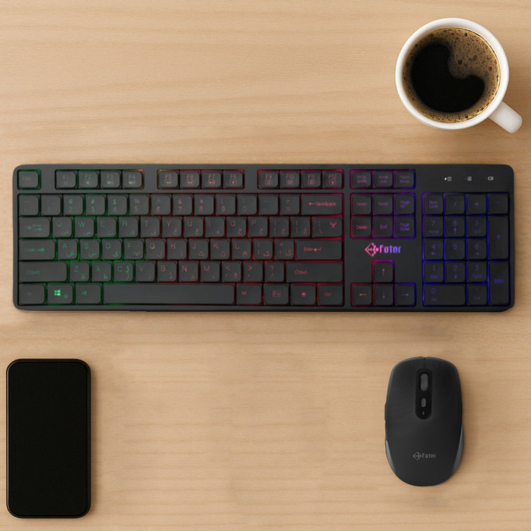 کیبورد و ماوس گیمینگ فاطر مدل CWR-7000B، سوییچ ممبران، Full-Size، نورپردازی RGB