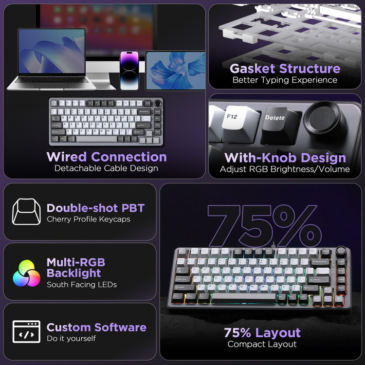کیبورد یونزی مدل B75 RGB
