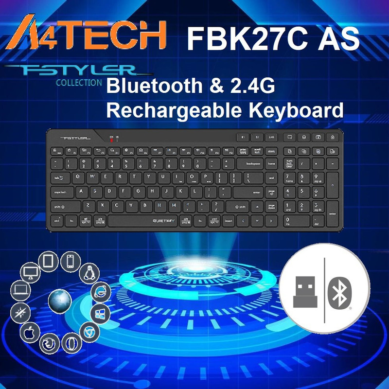 کیبورد بدونصدا ای فورتک مدل FBK27C AS