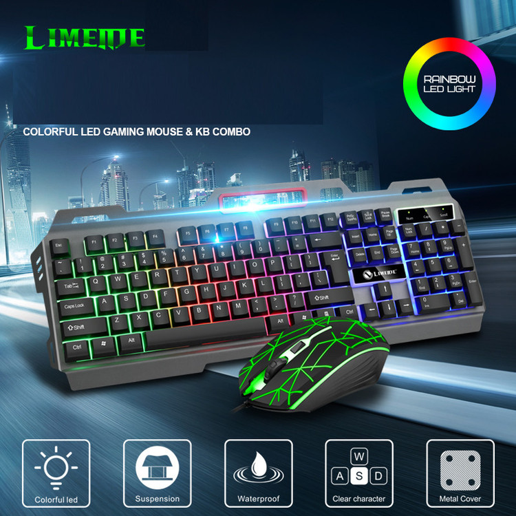 کیبورد و ماوس گیمینگ لایماید مدل T19، سوییچ ممبران، Full-Size، نورپردازی LED RGB