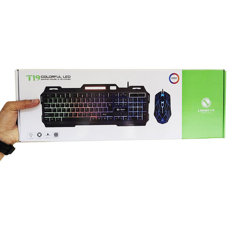 کیبورد و ماوس گیمینگ لایماید مدل T19، سوییچ ممبران، Full-Size، نورپردازی LED RGB