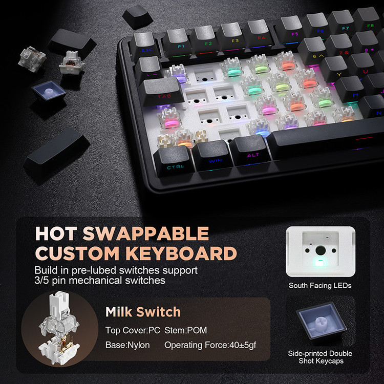 کیبورد یونزی مدل B75 RGB Gradient