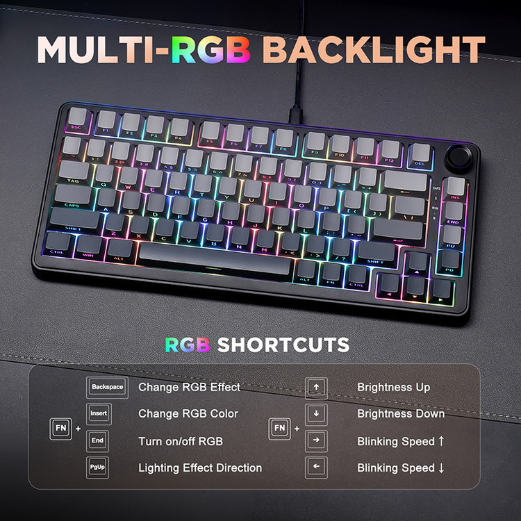 کیبورد یونزی مدل B75 RGB Gradient