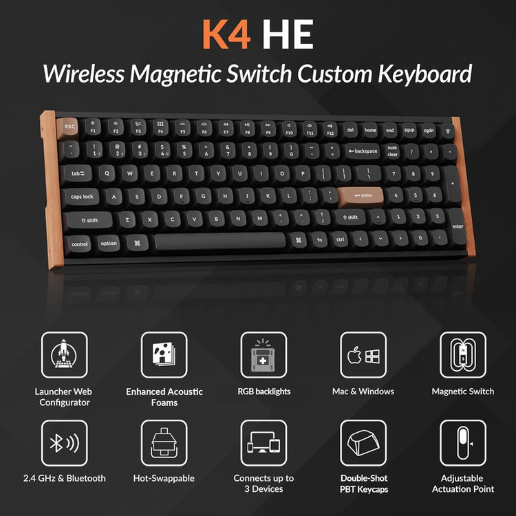 کیبورد مخصوص بازی کیکورن مدل K4 HE Custom Magnetic Switch