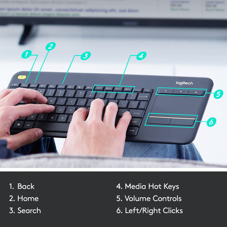 کیبورد بی سیم لاجیتک مدل K400 Plus، سوییچ ممبران، Tenkeyless