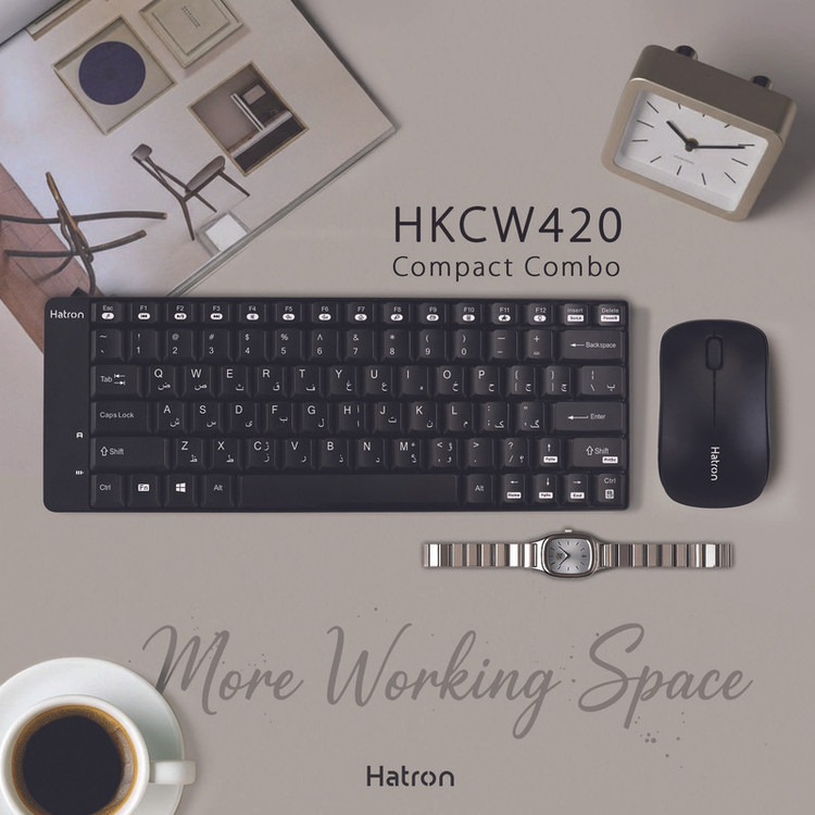 کیبورد و ماوس بی سیم هترون مدل HKCW420