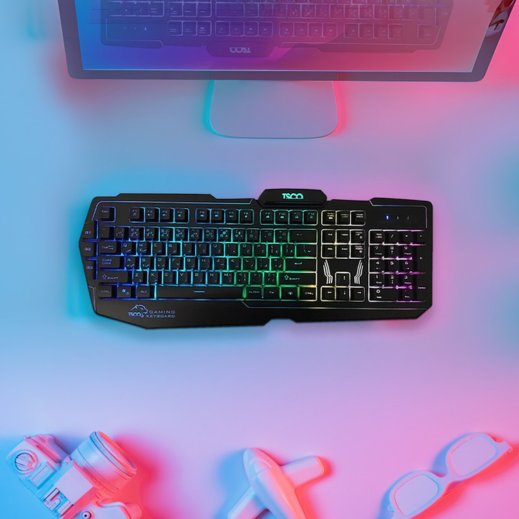 کیبورد گیمینگ تسکو مدل TK 8121، سوییچ ممبران، Full-Size، نورپردازی LED RGB