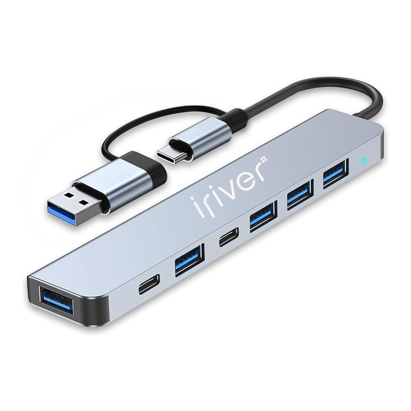 هاب 7 پورت USB3.0 و USB-C آیریور مدل DW-7