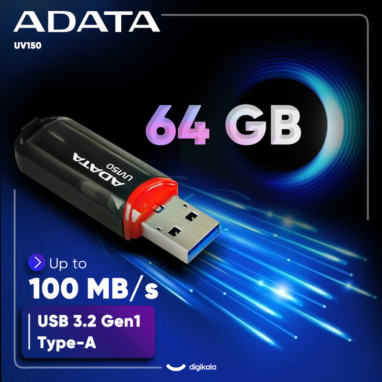 فلش مموری ای دیتا مدل UV150 ظرفیت 64 گیگابایت با رابط USB