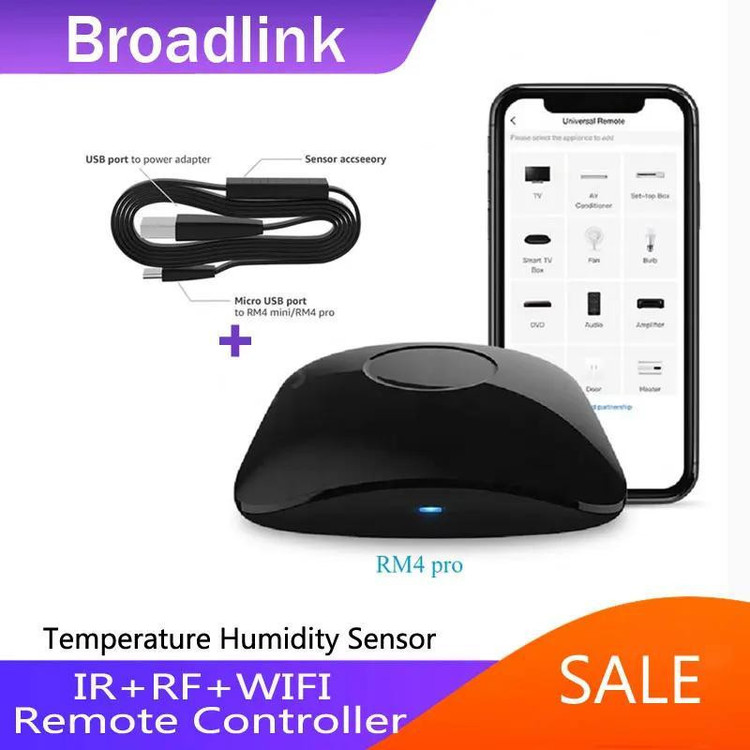 ریموت کنترل هوشمند برادلینک مدل RM4 Pro به همراه سنسور دما و رطوبت