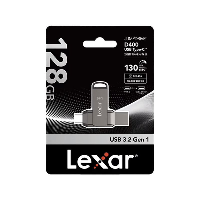 فلش مموری لکسار مدل Dual Drive D400 ظرفیت 128 گیگابایت با رابط USB 3.2