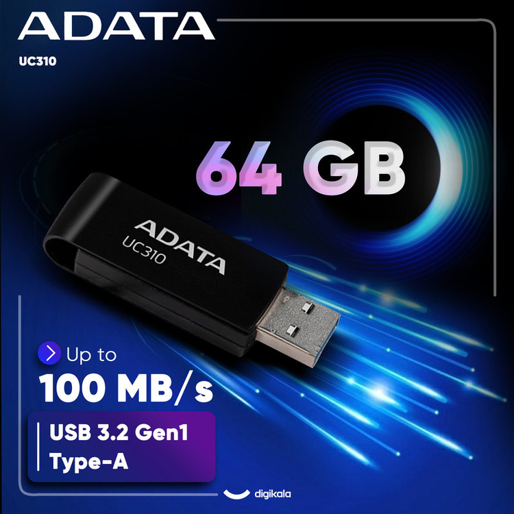 فلش مموری ای دیتا مدل UC310 ظرفیت 64 گیگابایت با رابط USB 3.2