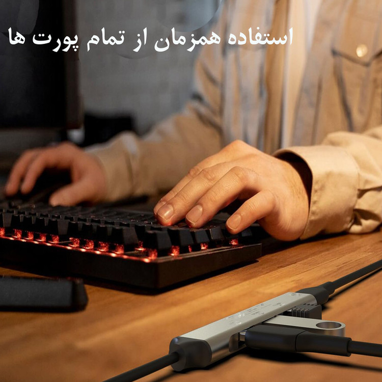 هاب 4 پورت USB-C آی ریور مدل HU-1