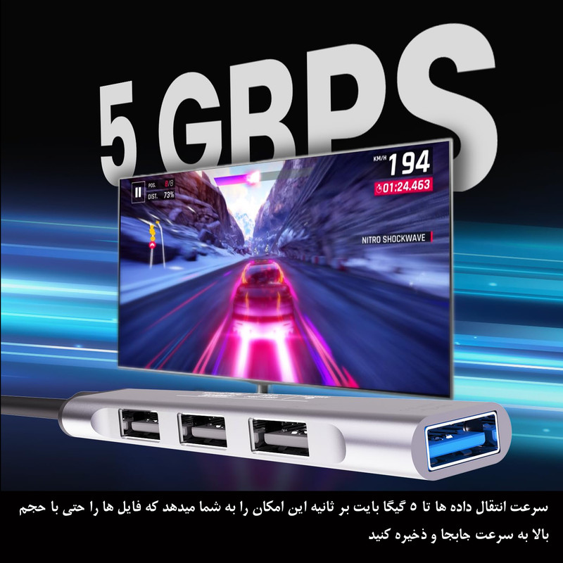 هاب 4 پورت USB-C آی ریور مدل HU-1