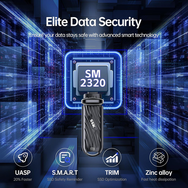 فلش مموری اس اس کا مدل SD320 SSD-DRIVE USB3.2 GEN2x2 2000MB/s ظرفیت 1 ترابایت