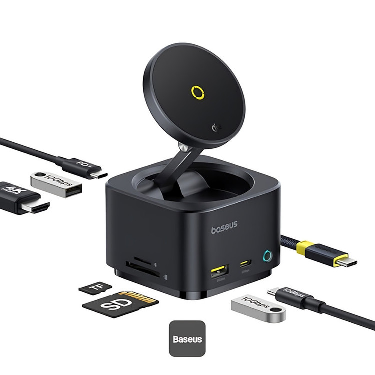 هاب 7 پورت USB-C و شارژر بی سیم بیسوس مدل BS-OH122