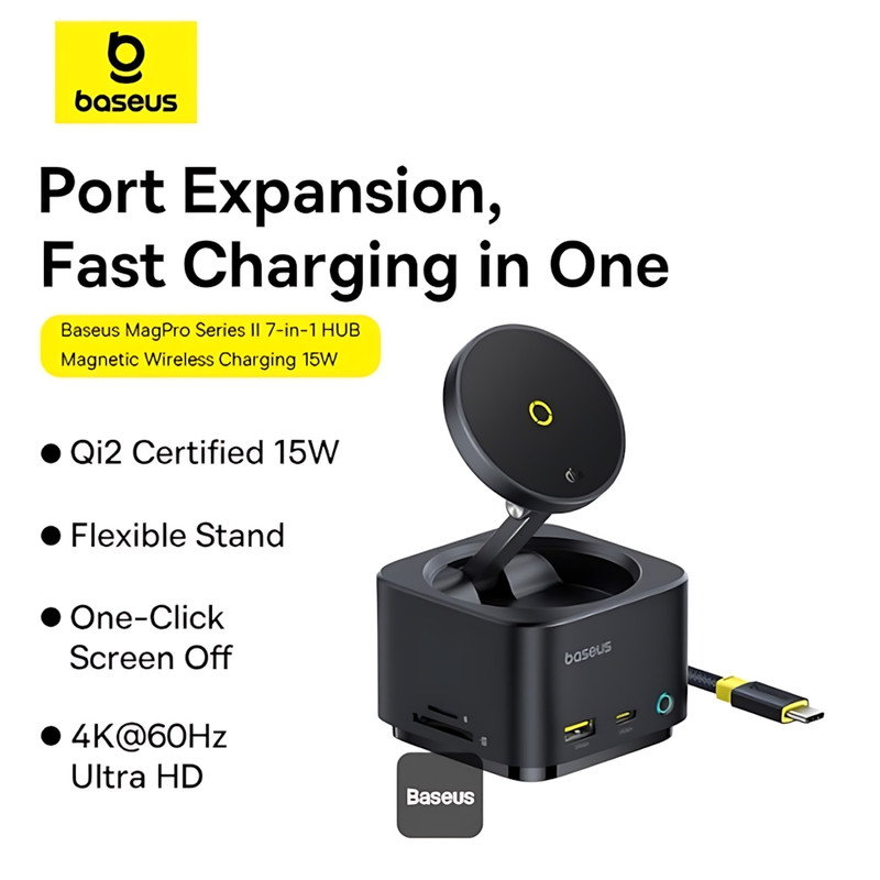 هاب 7 پورت USB-C و شارژر بی سیم بیسوس مدل BS-OH122