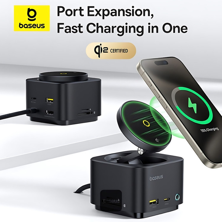 هاب 7 پورت USB-C و شارژر بی سیم بیسوس مدل BS-OH122