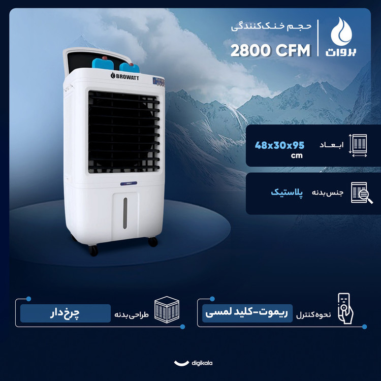 کولر آبی سلولزی 2800 بروات مدل کنترل دار