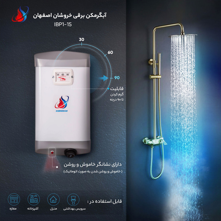 آبگرمکن دیواری برقی خروشان اصفهان مدل IBP15-3