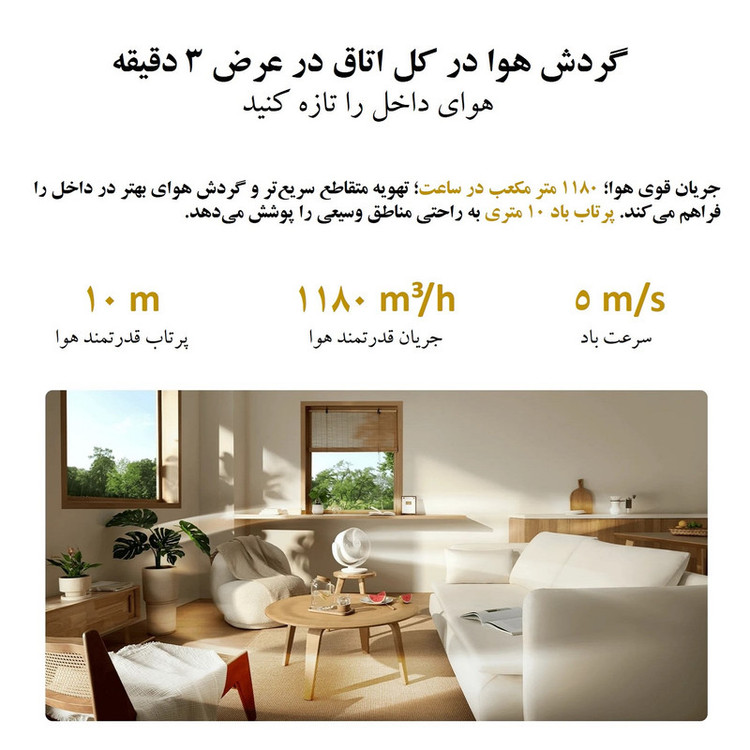پنکه رومیزی شیائومی مدل Smart Desktop Air Circulation Fan طرح Type-C Input