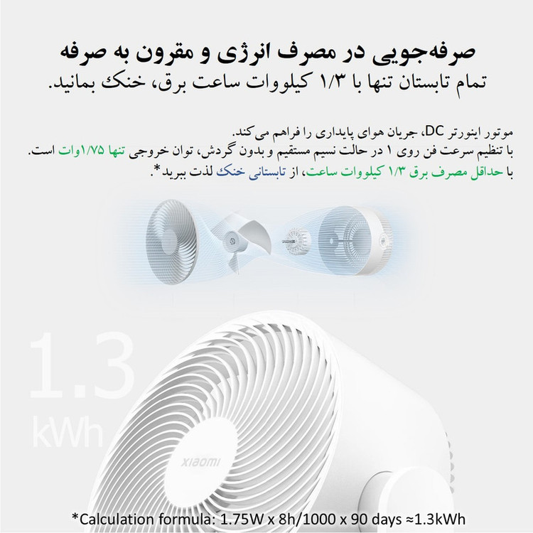 پنکه رومیزی شیائومی مدل Smart Desktop Air Circulation Fan طرح Type-C Input