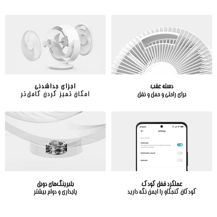 پنکه رومیزی شیائومی مدل Smart Desktop Air Circulation Fan طرح Type-C Input