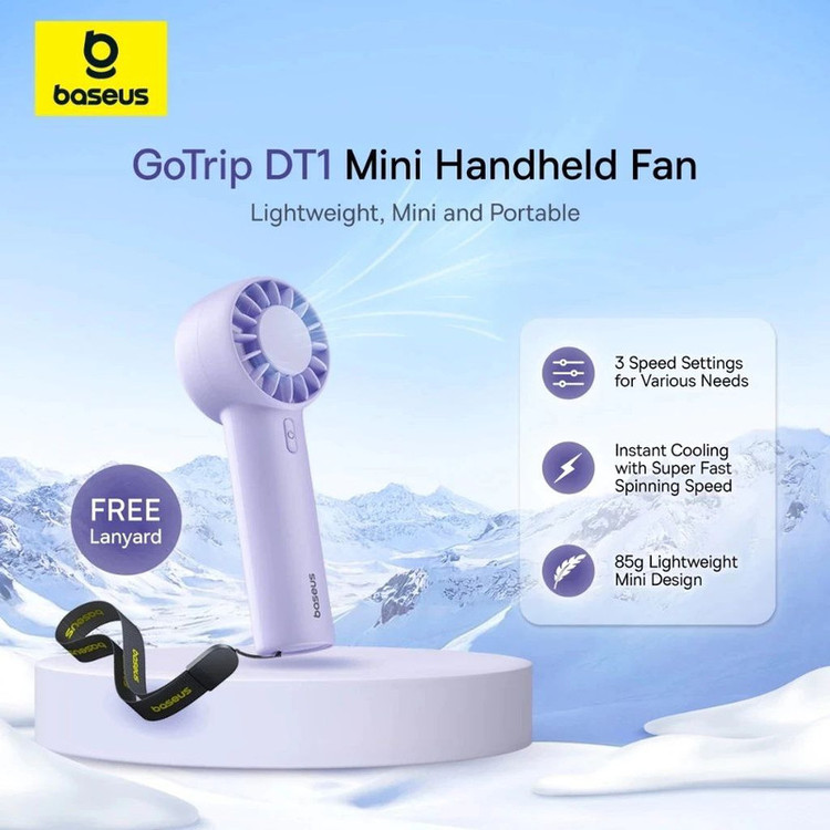 پنکه شارژی بیسوس مدل GoTrip DT1 Mini BS-CG036 ظرفیت 1200 میلی آمپر ساعت