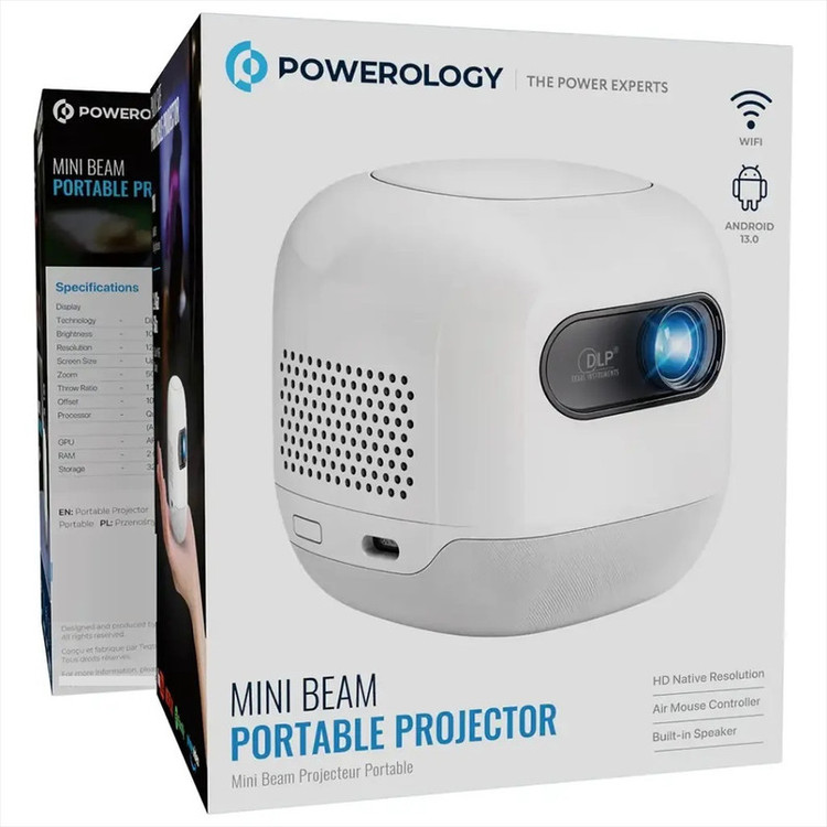مینی ویدئو پروژکتور 4k پاورولوجی مدل MINI BEAM PWMPM2WH