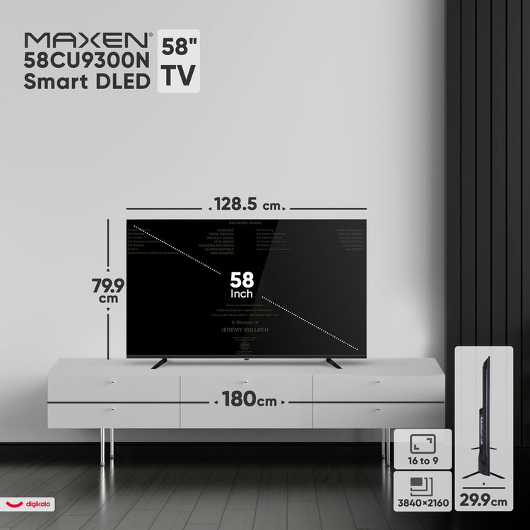 تلویزیون 58 اینچ ال ای دی هوشمند مکسن مدل 58CU9300N