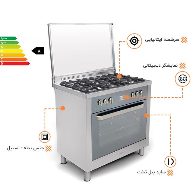 اجاق گاز فر دار پنج شعله اخوان مدل M14-EDTR