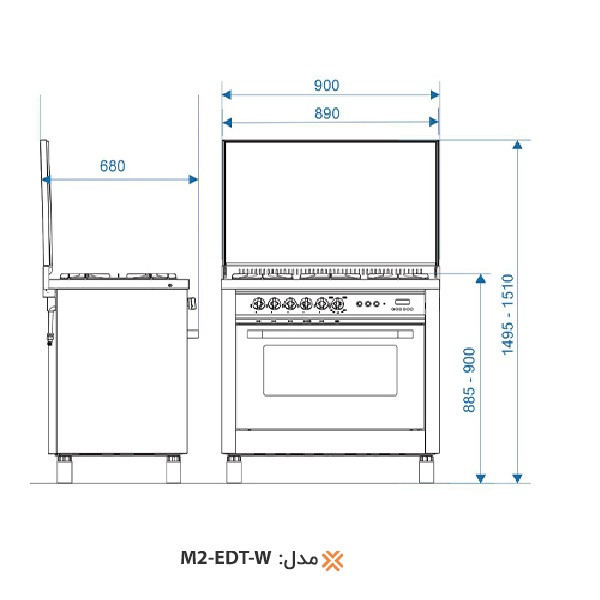 اجاق گاز 5 شعله اخوان مدل M2-EDTW