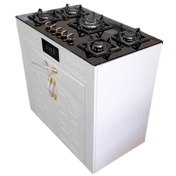اجاق گاز 5 شعله هاکان مدل رو شیشه فندک دار دو درب جا قاشقی //CHM _ M5//