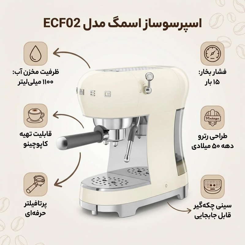 اسپرسو ساز ۱۱۰۰ میلیلیتر اسمگ مدل ECF02